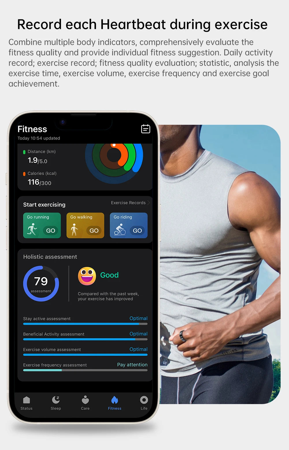 High-end Ceramic Smart Ring with Vibrator, Vibration notification for Calls&Notifications& Alarm, Health and Sleep Monitoring