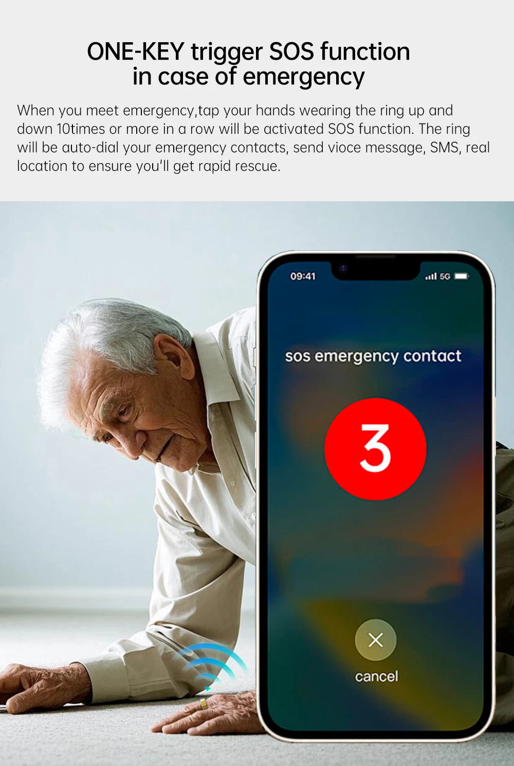 High-end Ceramic Smart Ring with Vibrator, Vibration notification for Calls&Notifications& Alarm, Health and Sleep Monitoring