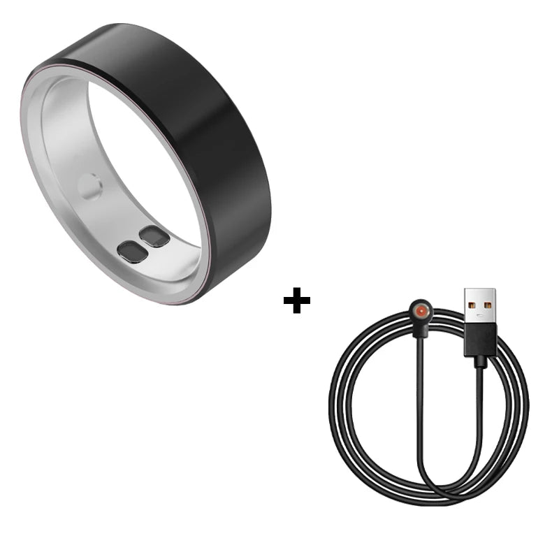 High-end Ceramic Smart Ring with Vibrator, Vibration notification for Calls&Notifications& Alarm, Health and Sleep Monitoring