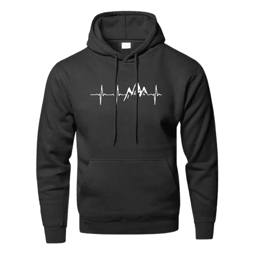 Mountain Heartbeat Hoodies teens Sweatshirt Autumn Long Sleeve Hooded Sweatshirt Hoodie Black Gray Sportswear