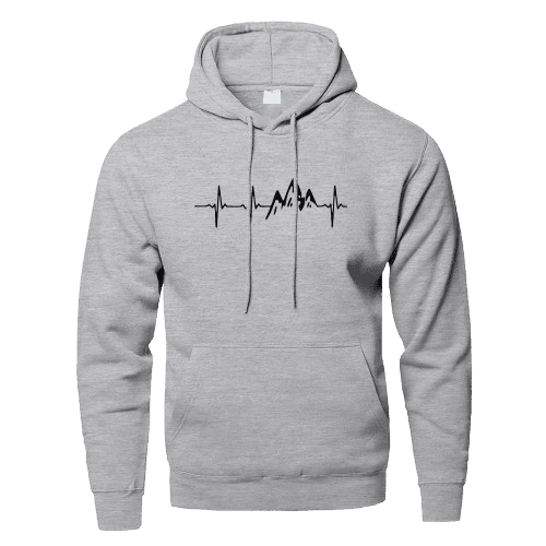 Mountain Heartbeat Hoodies teens Sweatshirt Autumn Long Sleeve Hooded Sweatshirt Hoodie Black Gray Sportswear