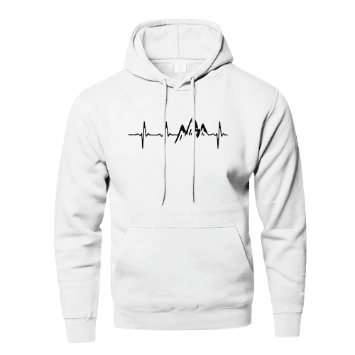 Mountain Heartbeat Hoodies teens Sweatshirt Autumn Long Sleeve Hooded Sweatshirt Hoodie Black Gray Sportswear